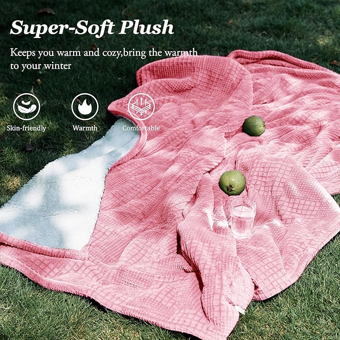 Heated Blanket Electric Blanket Throw 50”X60”-Heating Throw with 9 Heat Settings-10 Hours Auto Off,ETL Certified,Machine Washable (Light Pink)