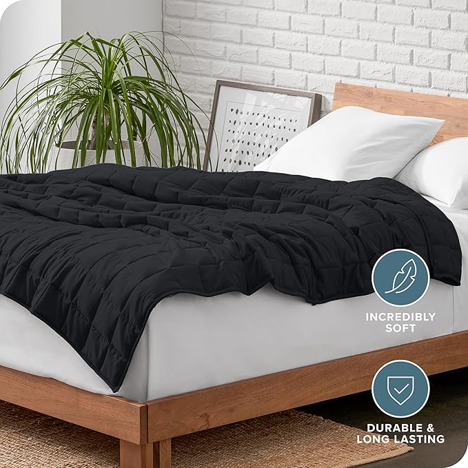 Bare Home Weighted Blanket King Size 25lb (80" x 87") for Adults - All-Natural 100% Cotton - Premium Heavy Blanket Nontoxic Glass Beads (Black, 80"x87")