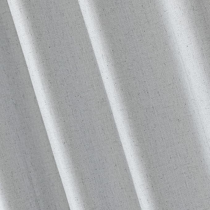 Amazon Basics Faux Linen Blackout Curtains for Bedroom and Living Room, 2-Piece Set with Grommets, 52" W x 84" L, White