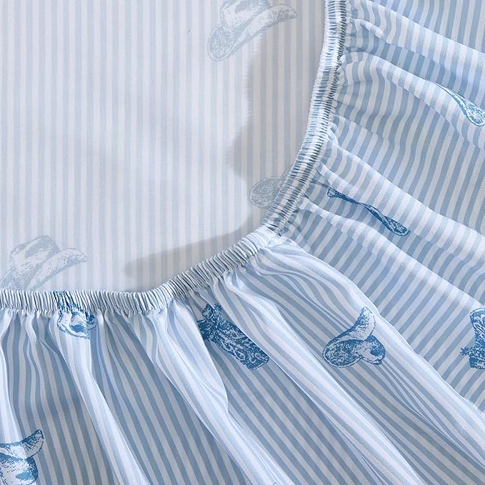 Wrangler - Full Bed Sheets, Ultra-Soft & Lightweight Bedding with Matching Pillowcases, Lightweight Bed Set for All Season Comfort, Oeko-Tex Certified (Cowboy Pinstripe Blue)