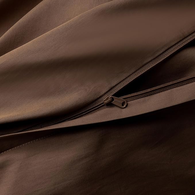 MooMee Duvet Cover Set 100% Extra Long Staple Cotton 600 Thread Count Silky Sateen Smooth Luxury Soft Breathable Durable Hotel Quality Bedding, 3 Pieces (Chocolate Brown, Super King 108"x98")