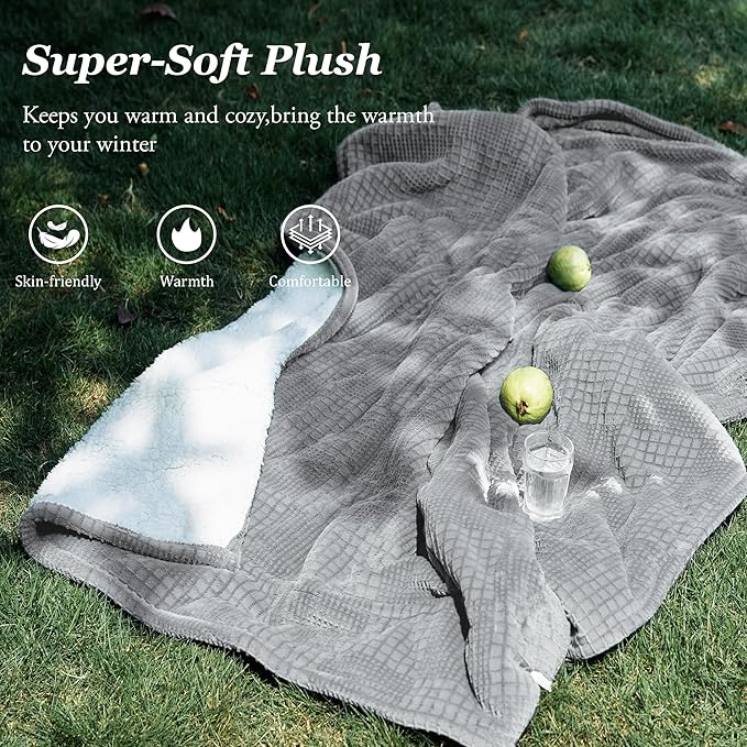 Heated Blanket Electric Blanket Throw 50''X60''-Heating Throw with 9 Heat Settings-2-10 Hours Auto Off,ETL Certified,Machine Washable (Grey)