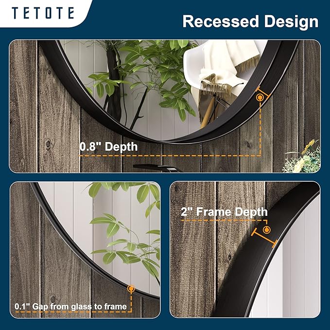TETOTE Black Oval Mirror for Bathroom, 22 x 30 Matte Black Framed Oval Wall Mirror for Vanity, Modern Decorative Shatterproof Mirrors for Entryway, Living Room, Bedroom