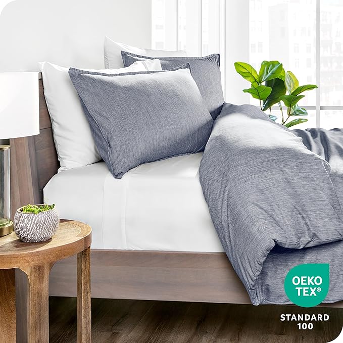 Bare Home Bedding Duvet Cover Extra Long - Premium 1800 Super Soft Collection - Lightweight, Duvet Cover - Soft Textured (Twin/Twin XL, Heathered Midnight Blue)