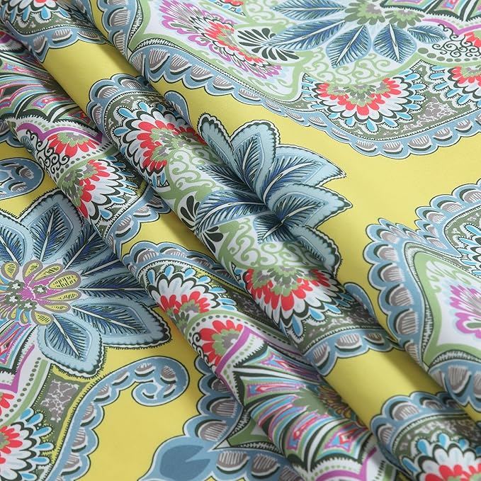 Rio Carnival Shower Curtain, Water Repellent Fabric with Vibrant Brazilian Medallion Print, 12 Metal Grommets & Weighted Hem, 72x72 Inches