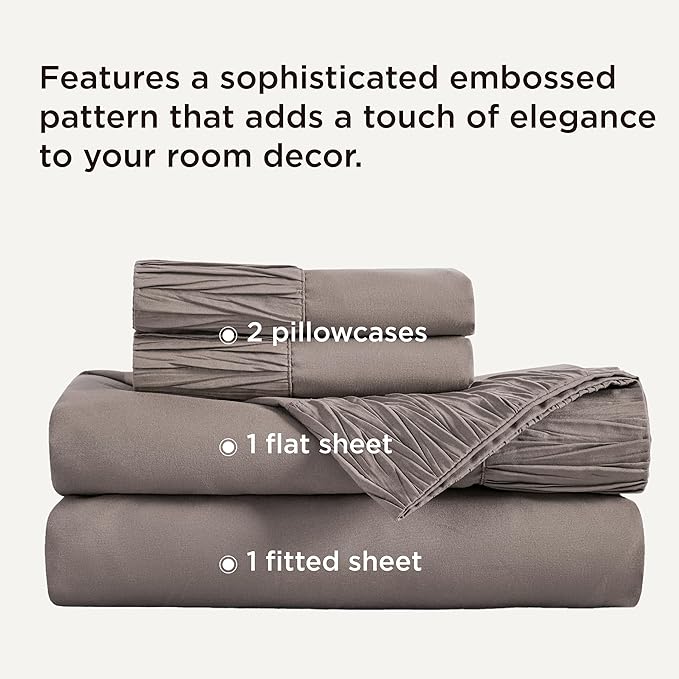 Bedsure Queen Sheet Set - 4 Pieces Soft Queen Size Sheets - Breathable & Cooling - Hotel Luxury - Easy Care Polyester Microfiber Bedding for Women, Men, Taupe