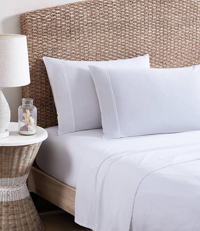Tommy Bahama - King Sheets, Organic Cotton Bedding Set, Softens with Each Wash (TB T200 White, King)