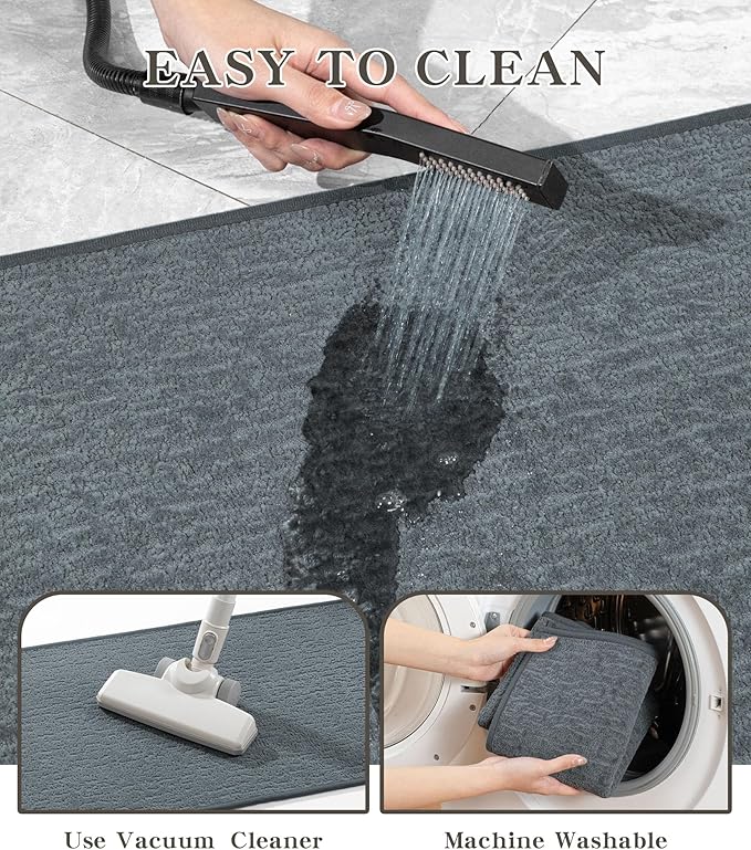 chakme Bathroom Rug Sets 3 Piece, Ultra Thin Bath Mat Quick Dry Bath Mat Set, Absorbent Bath Mat for Bathroom Non Slip Machine Washable, (Light Blue, 3 Piece)
