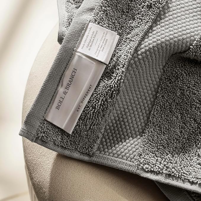 BOLL & BRANCH Plush Bath Towel Set - Stone - 6 Piece - Includes 2 Bath Towels, 2 Hand Towels & 2 Washcloths - 100% Organic Cotton - Ultra Soft & Luxurious - Quick Absorbing