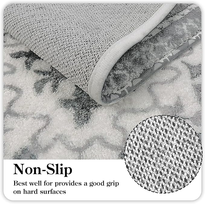 Uphome Boho Vintage Bathroom Runner Rug Gray Non-Slip Soft Bedroom Rug Machine Washable Oriental Hallway Rug Traditional Tribal Floral Floor Mats for Kitchen Kids Room Entryway, 24x59 inch
