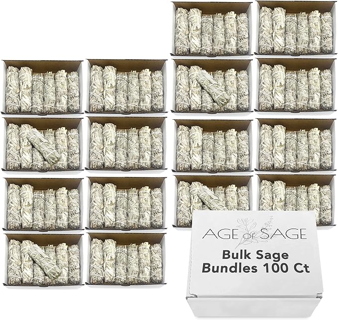 White Sage Smudge Sticks 4" Long - Burning Sage Bundle for Cleansing House, California White Sage Incense Stick, White Spirit Sage Candles for Cleansing, Salvia Blanca para Limpiar - 100pk