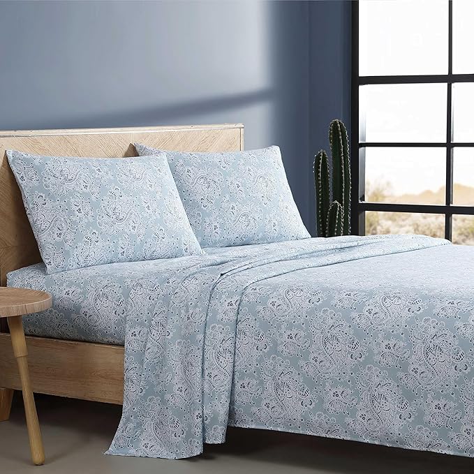Wrangler - Full Bed Sheets, Ultra-Soft & Lightweight Bedding with Matching Pillowcases, Lightweight Bed Set for All Season Comfort, Oeko-Tex Certified (Prairieland Paisley Blue)