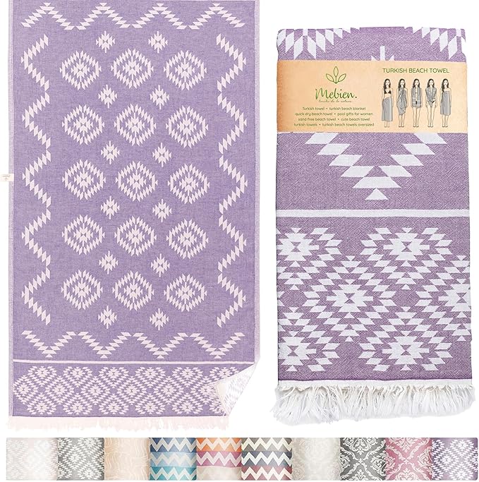 Turkish Towels Beach Towels Oversized (35”x67”) Beach Towels for Adults Quick Dry and Sand Free Beach Towel Beach Blanket 100% Cotton Turkish Towel - Lilac Purple