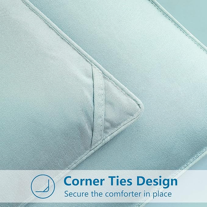 EASELAND King Size Down Alternative Comforter - Quilted Duvet Insert for All Seasons, Soft Lightweight with Corner Tabs, Summer Winter Warm Bedding, Aqua 90x102 Inches