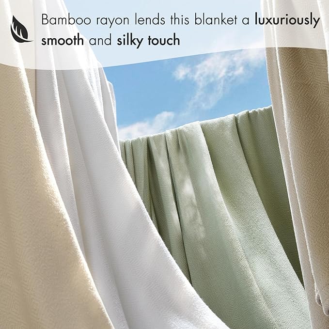 Madison Park King Size Blanket, 70% Rayon Bamboo-Based, 30% Cotton, Breathable for Hot Sleepers Menopause, Ultra Soft and Snag-Resistant, Summer Blanket for Bed or Couch, King 108"x90", Light Blue