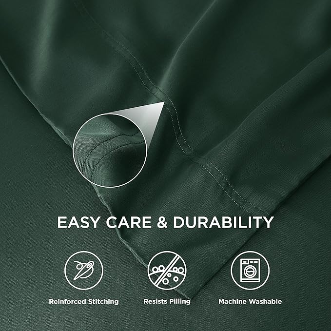 Bedsure Pillow Cases Standard Size, Cooling Pillow Cases, Rayon Derived from Bamboo Forest Green Pillowcases Standard Set of 2, Breathable & Soft Pillow Covers with Envelope Closure, 20x26 Inches