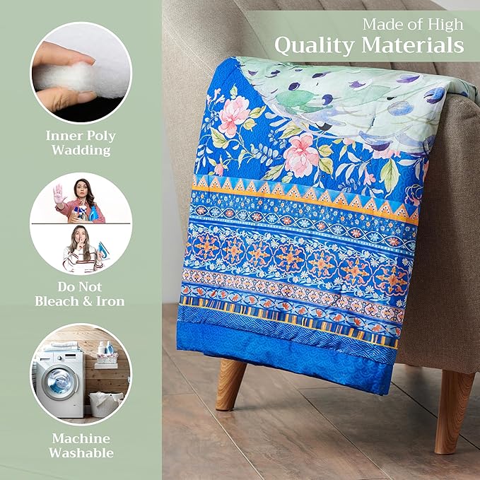 Maison d' Hermine Throw Blanket for Couch Lightweight Soft Warm Breathable Cotton Throw Blankets for Bed Girls Boys Women Men Gifts Sofa Travel Living Room Chair Bedding (50"x60", Peacock)