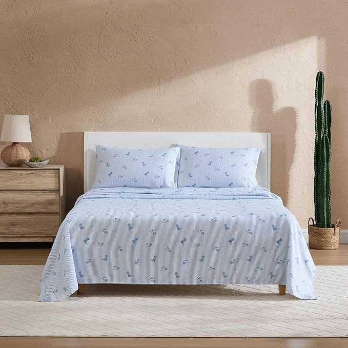 Wrangler - Full Bed Sheets, Ultra-Soft & Lightweight Bedding with Matching Pillowcases, Lightweight Bed Set for All Season Comfort, Oeko-Tex Certified (Cowboy Pinstripe Blue)
