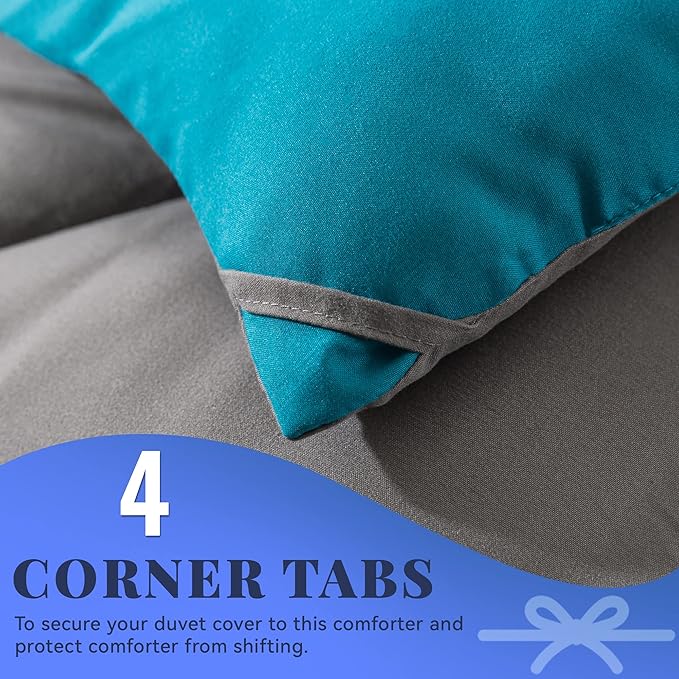 Cosybay Down Alternative Comforter (Algiers Blue/Dark Grey, Full) - All Season Soft Quilted Full Size Bed Comforter - Duvet Insert with Corner Tabs -Winter Summer Warm Fluffy, 82x86inches