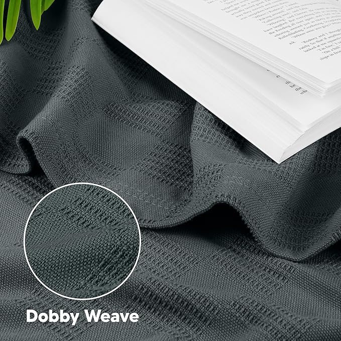 Utopia Bedding Smoke Gray 100% Cotton Blanket [Twin Size - 90x72 Inch] 350GSM Lightweight, Soft and Breathable Thermal Dorm Bed Blanket for All Seasons