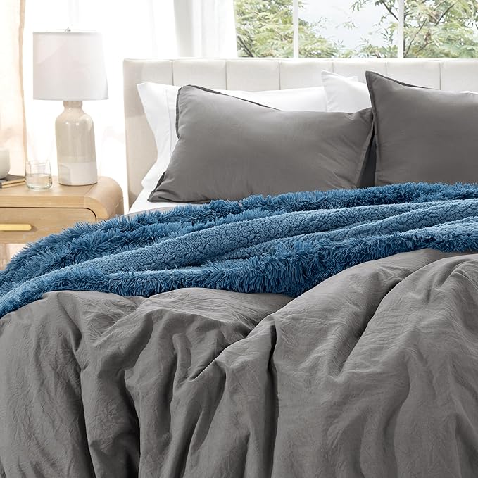 Bare Home Microfiber Duvet Cover Set - Ultra Soft Washed Microfiber - Oversized Queen Size - Linen-Like Look - Easy Care - Breathable Fabric - Our Softest Duvet Cover Set (Oversized Queen, Grey)