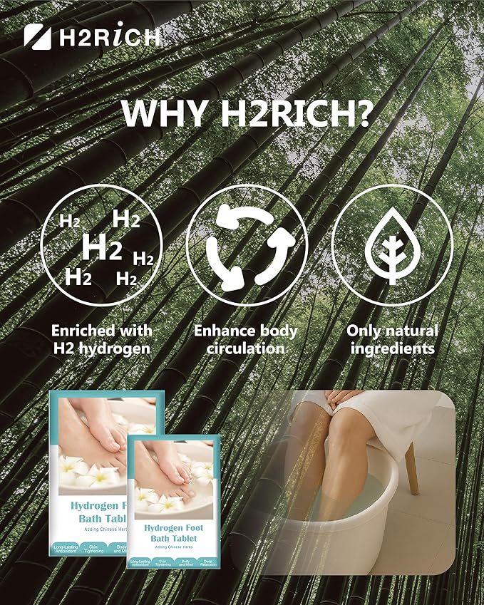 Hydrogen Foot Soak Effervescent Tablets 6 Pack | Ginger & Mugwort Herb Foot Bath, Relaxing Spa Pedicure Care | Improves Circulation, Soothes Tired Feet, Softens Calluses, Controls Odor