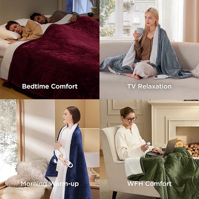 Bedsure Electric Blanket Full Size - Soft Flannel Heated Blanket Full, GentleSoft Fast Heating with 10 Time Settings & 6 Heat Settings, Warm Gift for Grandma (72x84 inches, Grey)
