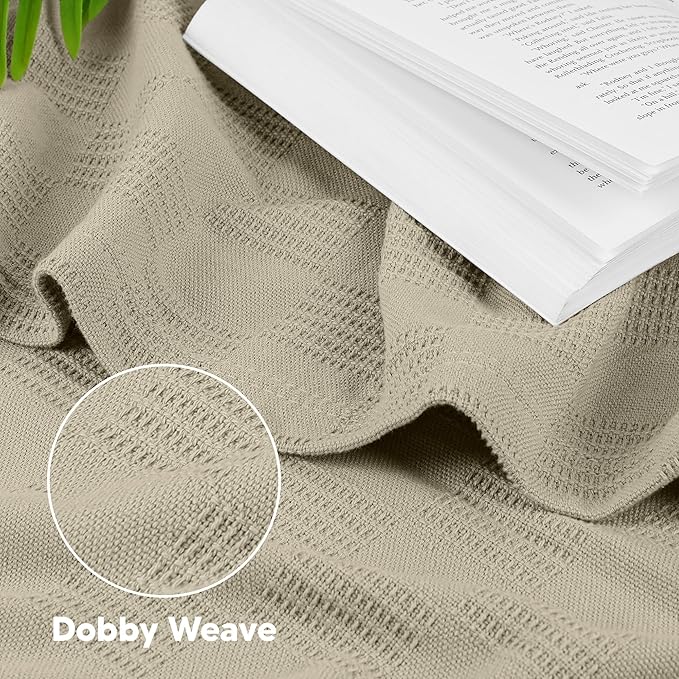 Utopia Bedding Khaki 100% Cotton Blanket [Twin Size - 90x72 Inch] 350GSM Lightweight, Soft and Breathable Thermal Dorm Bed Blanket for All Seasons