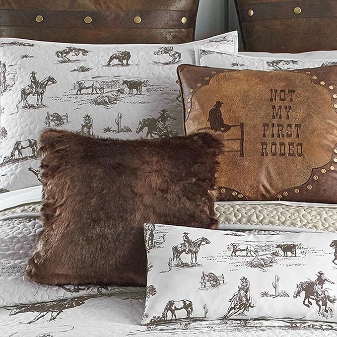 BLACK FOREST DECOR Cowboy Ranch Queen Quilt Set - Lightweight, Western Style Bedding with Cowboys and Horses, Includes Quilt and Shams, Machine Washable