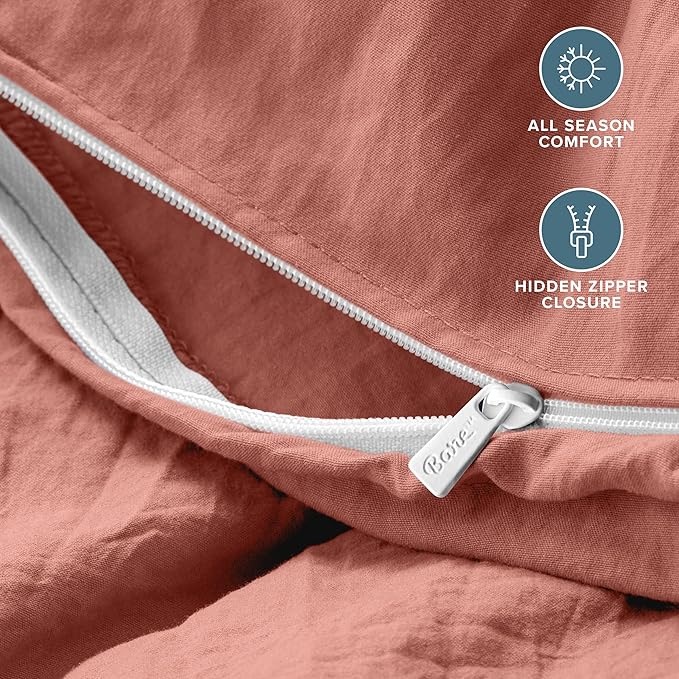 Bare Home Microfiber Duvet Cover Set - Ultra Soft Washed Microfiber - Oversized Queen Size - Linen-Like Look - Easy Care - Breathable Fabric - Our Softest Duvet Cover Set (Oversized Queen, Dusty Rose)