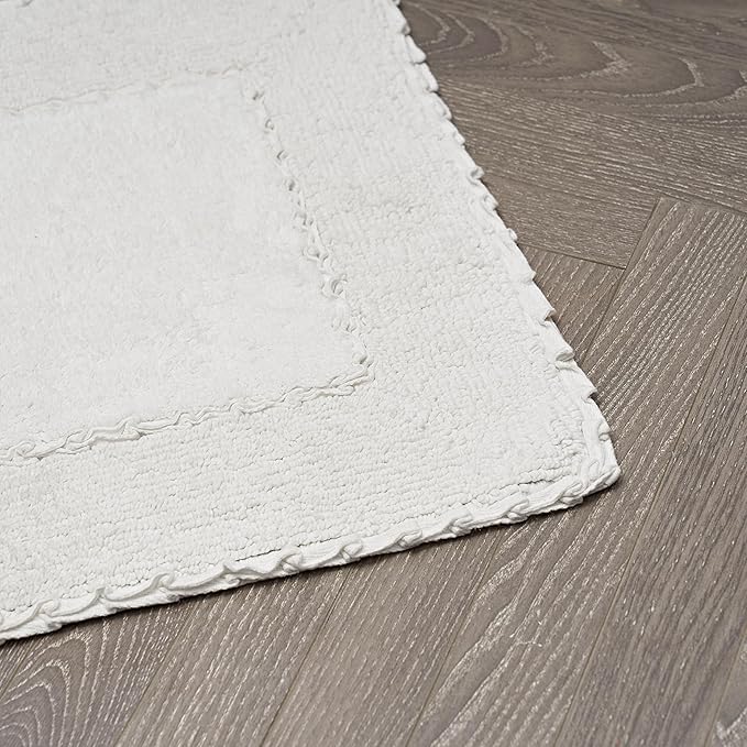 Laura Ashley Ruffle Border 100% Cotton Bath Rug, White, 20"x 34"