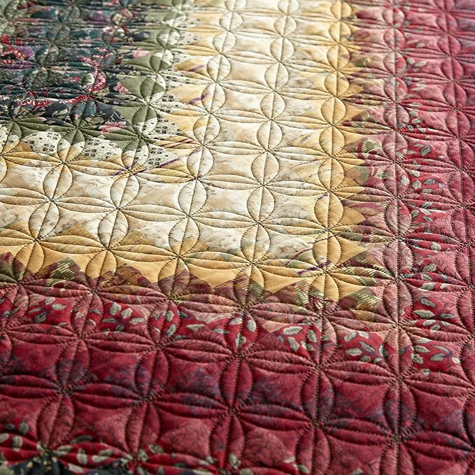 Donna Sharp Contemporary Polyester Quilt with Spice Postage Stamp Design - 1-Piece King Size Quilt, Machine Washable, Perfect for Any Decor Theme