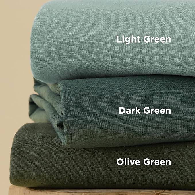Bedsure Linen Duvet Cover King Size - Linen Cotton Blend Bedding Set, Soft & Cozy, 3 Pieces, 1 Duvet Cover 104x90 and 2 Pillowcases, Sage Green Color Cooling Bedding, Comforter Sold Separately