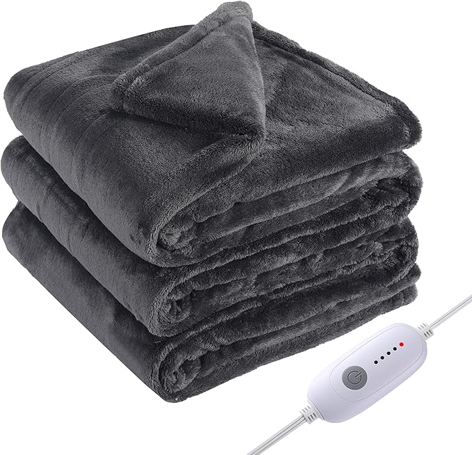 Electric Heated Blanket Full Size 72"x84", 5 Heating Levels & 10 Hours Auto Off, Cozy for Bed, Sofa & Office, Large Oversized, Single Control Heating Heater Blankets, Machine Washable, Dark Gray