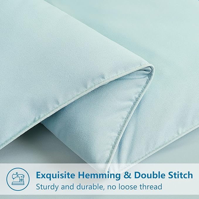 EASELAND Twin Size Down Alternative Comforter - Quilted Duvet Insert for All Seasons, Soft Lightweight with Corner Tabs, Summer Winter Warm Bedding, Aqua 64×88 Inches
