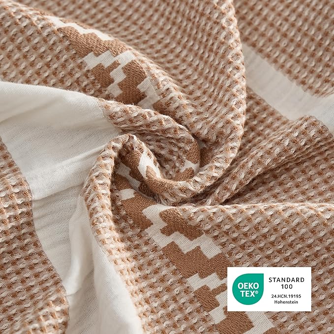 Bedsure Waffle Weave Duvet Cover Queen - 100% Cotton Boho Duvet Cover Set with 2 Pillowcases - Extra Soft Terracotta Textured Comforter Cover with Zipper Closure (Queen, 90"x90")