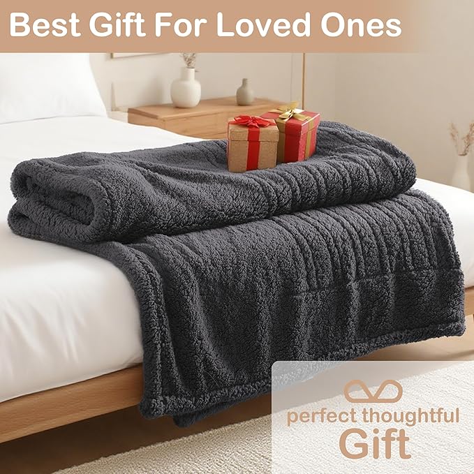 Electric Heated Blanket 6 Heating Settings & 1-10H Auto Off Full 72×84 Double Sided Plush Sherpa Ultra-Soft Warm Thick, Machine Washable, Fast Heating, Home Office Dark Gray
