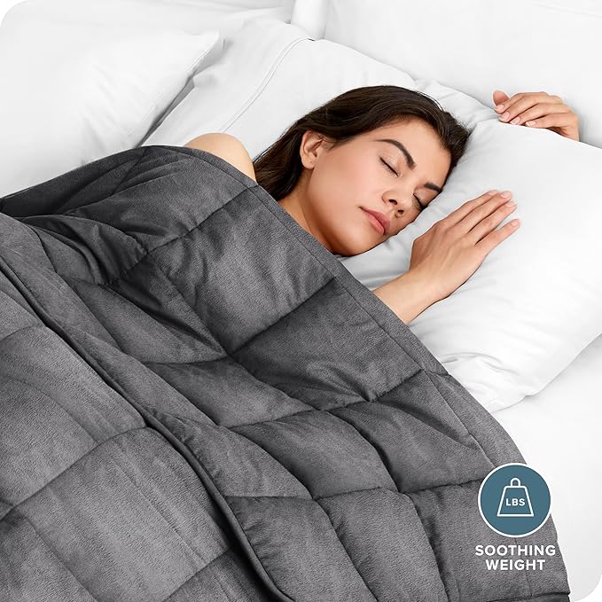 Bare Home Weighted Blanket King Size 25lb (80" x 87") for Adults - Minky Fleece - Premium Heavy Blanket Nontoxic Glass Beads (Grey, 80"x87")