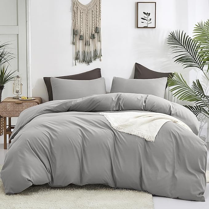 Cottonight Silver Grey Comforter Sets Full Light Gray Bedding Comforter Set Women Men Solid Pure Gray Blanket Quilts Fuzzy Breathable Light Grey Bedding Comforter Sets for Women Men
