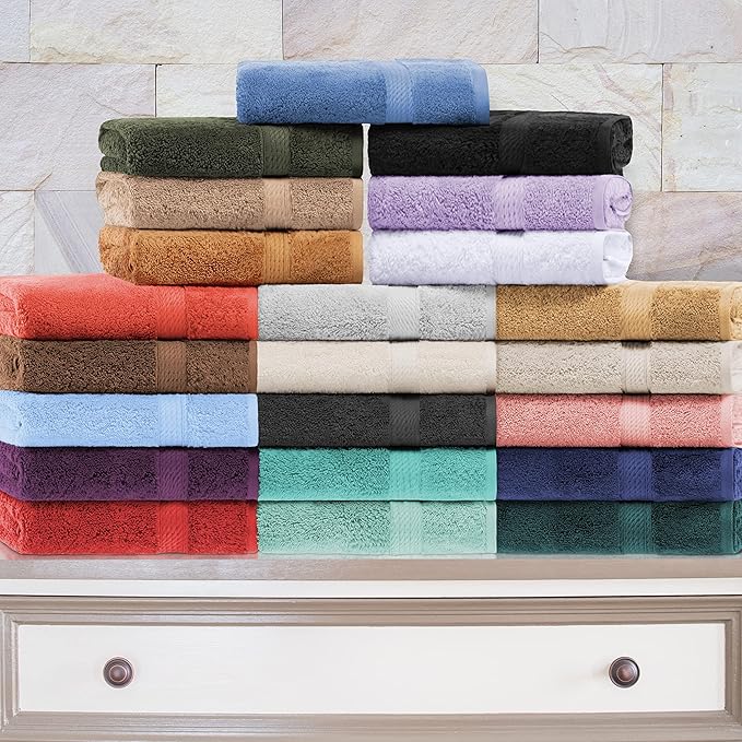 Superior Egyptian Cotton Pile 10 Piece Towel Set, Includes 2 Bath, 4 Hand, 4 Face Towels/Washcloths, Ultra Soft Luxury Towels, Thick Plush Essentials, Guest Bath, Spa, Hotel Bathroom, Coral
