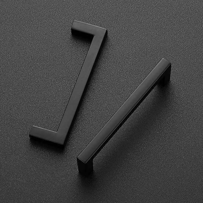 Ravinte 35 Pack Solid 3-3/4 Inch Center to Center Slim Square Bar Drawer Handles Cabinet Hardware - Matte Black Kitchen Pulls