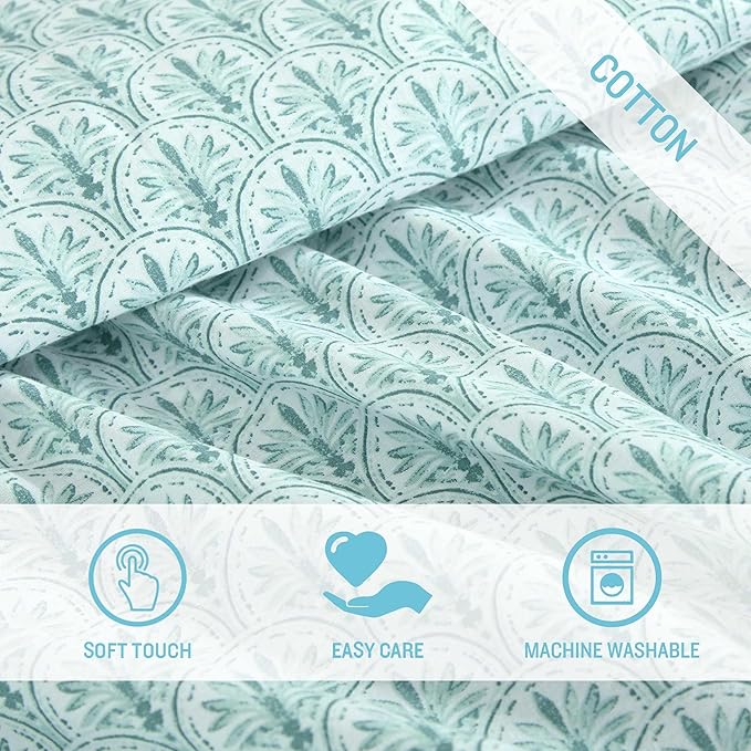 Tommy Bahama - King Sheet Set, Super Soft Cotton Percale Bedding with Matching Shams, Tropical Bedding Set, Oeko-Tex Certified (Coastal Batik Green, King)
