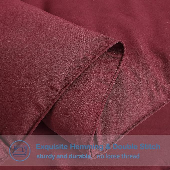 EASELAND Full Size Down Alternative Comforter - Quilted Duvet Insert for All Seasons, Soft Lightweight with Corner Tabs, Summer Winter Warm Bedding, Burgundy 82×86 Inches