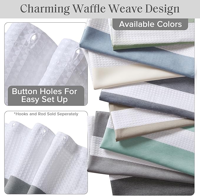 Madison Park Shower Curtain Spa Waffle Weave Long Shower Curtain for Bathroom 3M Scotchgard Moisture Management, Spa Quality Modern Shower Curtains for Bathroom, Long: 72x78 Charcoal
