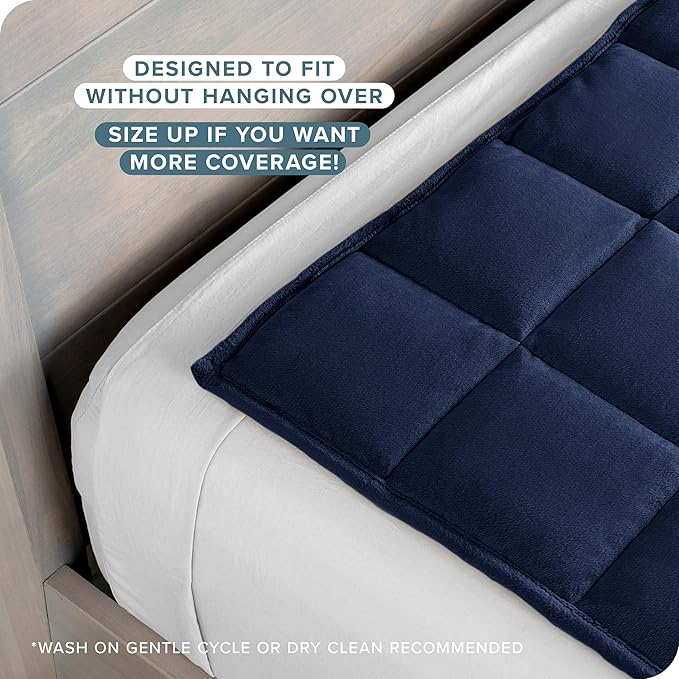Bare Home Weighted Blanket Twin or Full Size 12lb (48"x72") for Adults - Minky Fleece - Premium Heavy Blanket Nontoxic Glass Beads (Dark Blue, 48"x72")