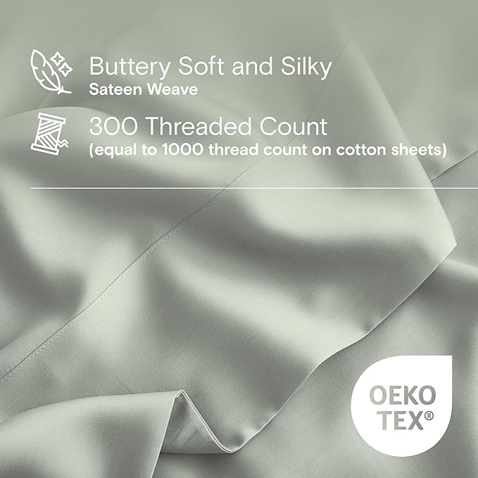 DOZ Duvet Cover Set, 100% Viscose derived from Bamboo, Organically Grown, Buttery Soft, Cooling Duvet Covers, High GSM, 1 Duvet Cover and 2 Pillowcases, 90"x90" (Sage, Full/Queen)