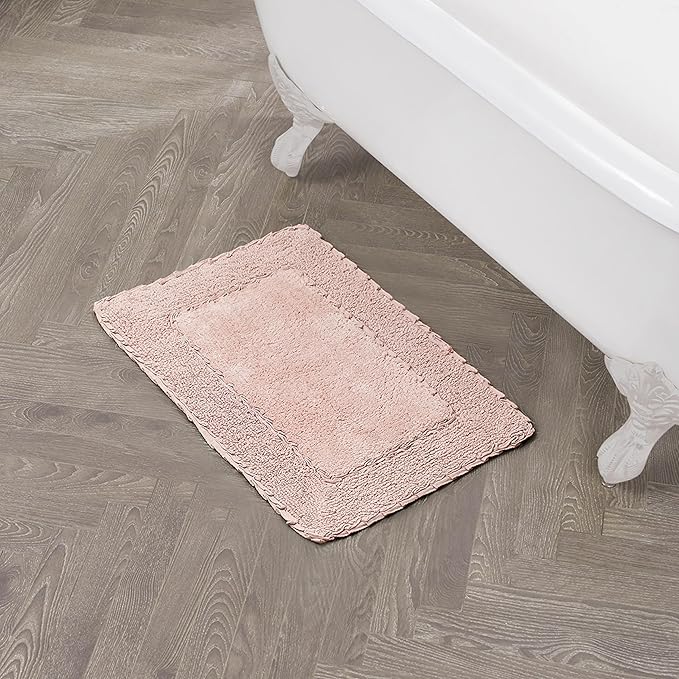Laura Ashley Ruffle Border 100% Cotton Bath Rug, Blush Pink, 17"x 24"