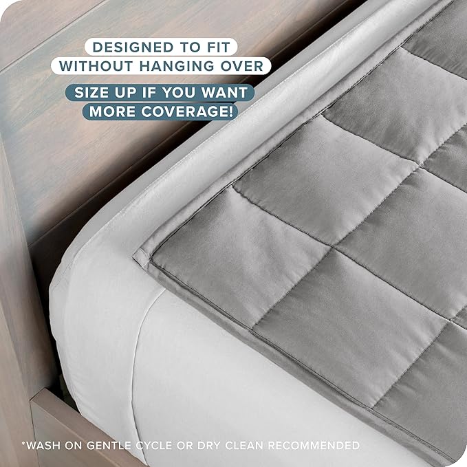 Bare Home Weighted Blanket All-Natural 100% Cotton with Nontoxic Glass Beads 60"x80" 22lbs, Light Grey