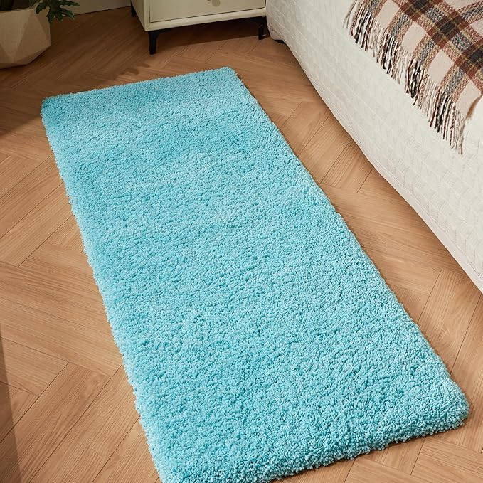 Bathroom Runner Rug 24x59 Teal Non Slip Fluffy Long Bath Mat for Bathroom Floor Washable Plush Luxury Bath Rug for Tub Absorbent Shower Sink Mat Bedside Rug