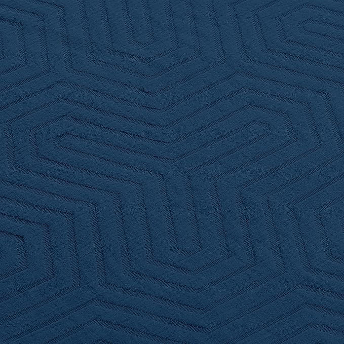 Threadmill Luxury Cotton Blankets for Twin Size Bed | All-Season 100% Cotton Twin Blanket for Bed | Aster Jacquard Lightweight, Soft & Cozy Coverlet, 350GSM, 68 x90 inches | Folkstone Blue